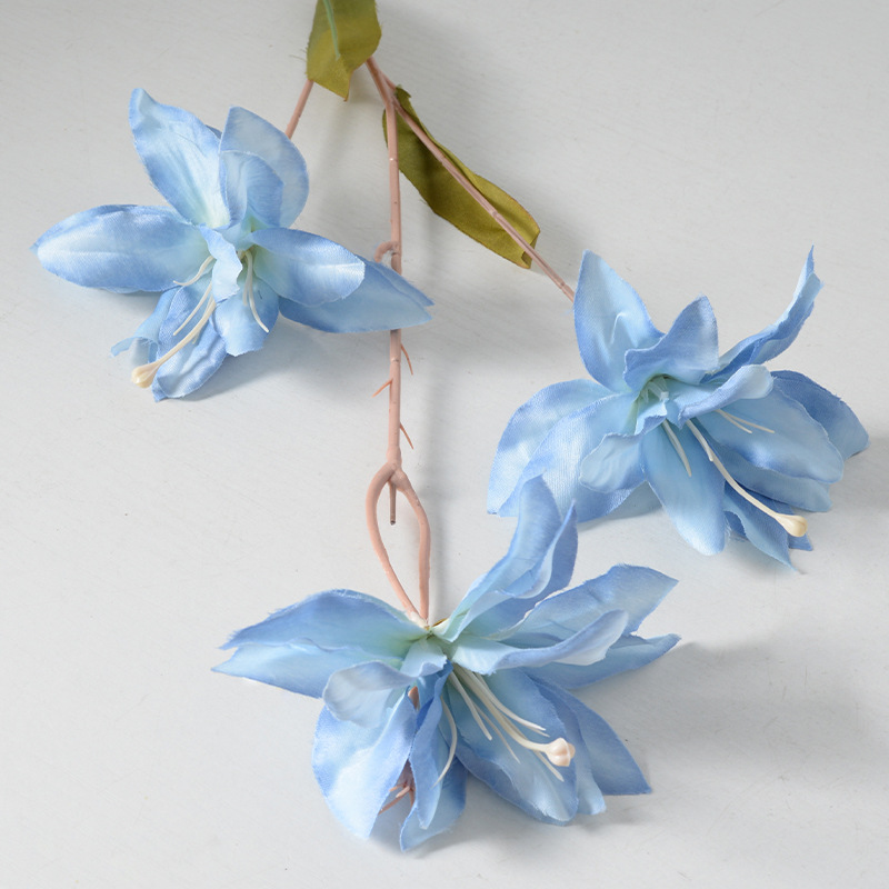 Flor artificial 3 lirios de tela de seda guía de boda decoración de la sala de estar del hogar flor artificial accesorios de tiro fábrica al por mayor