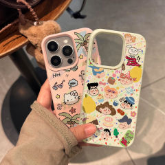 楽しい小新コレクション Apple 16 面白い携帯電話ケース iphone15 レザーテクスチャーかわいい保護カバー 11promax 女性