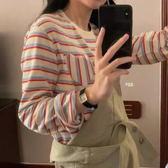 25秋季新款女装 egg家贴补爱心ins风宽松套头圆领长袖T恤女打底衫