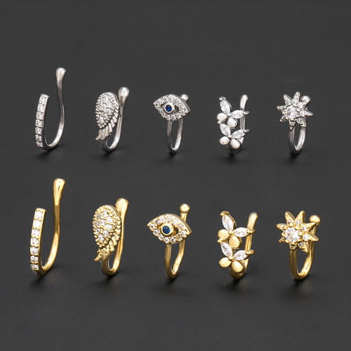 Amazon's best-selling new nose ornaments European style popular non-perforated nose clip personalized fashion copper inlaid zircon nose ornaments wholesale