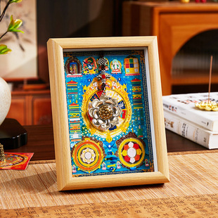 Nepalese Hand-Painted Thangka Nine-Square Bagua Xizang Handmade Thangka Crafts Corridor Entrance Living Room Art Ornaments