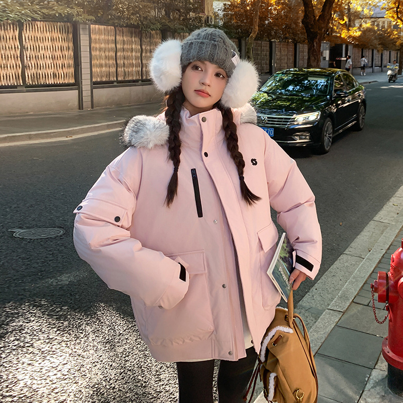 2024 invierno nuevo estilo coreano de algodón de cuello grande chaqueta de algodón de estudiantes suelta chaqueta de algodón largo chaqueta de pan image 1