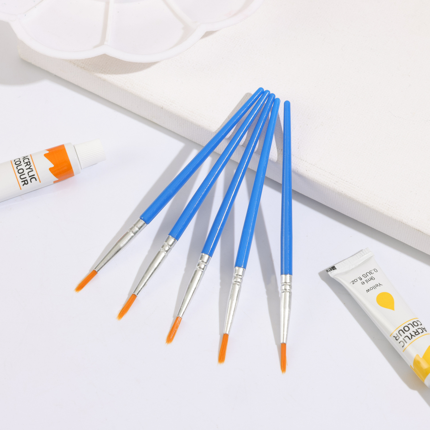 Pincel de nailon con interruptor de viento, pincel de punta plana, pintura al óleo digital, pincel de pintura para niños, muñeca de yeso, gancho de pintura, punta fina