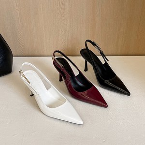 9626-1 European and American style sexy nightclub patent leather back hollow buckle strap women's shoes pointed sha