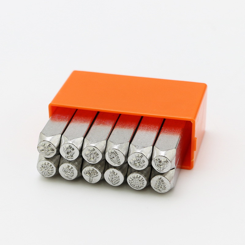 12 UNID patrón sello de acero joyería anillo de cuero hecho a mano herramienta DLY sello de acero Procesamiento de cuero Punch