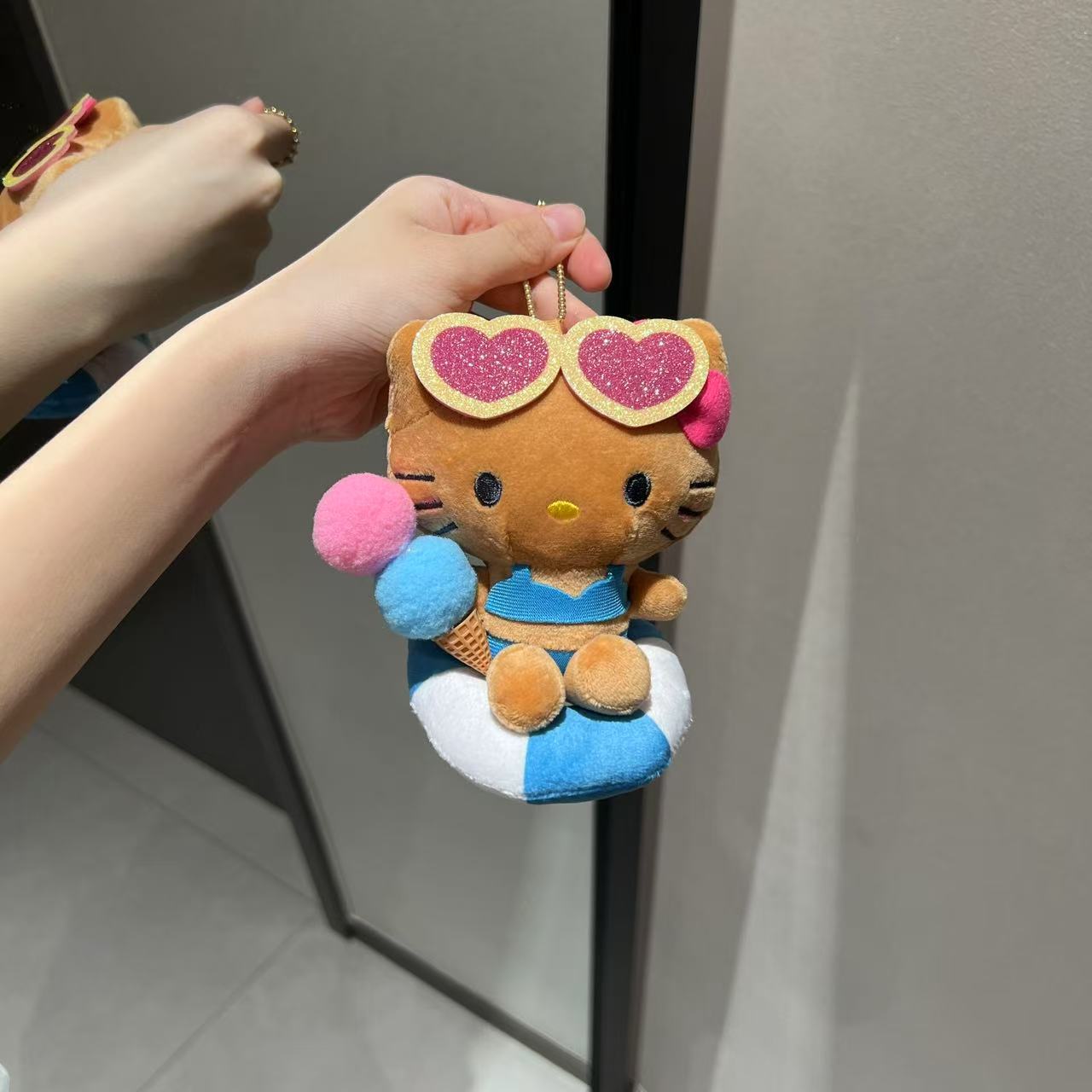 블루 수영 반지 블랙 가죽 펜던트