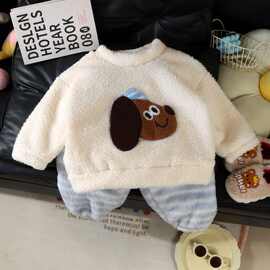 新款儿童保暖套装秋冬女童加绒加厚家居服宝宝睡衣居家两件套童装