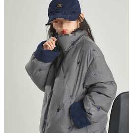 女童2025冬季新款羽绒棉服中大童格子加厚保暖短款外套儿童上衣棉