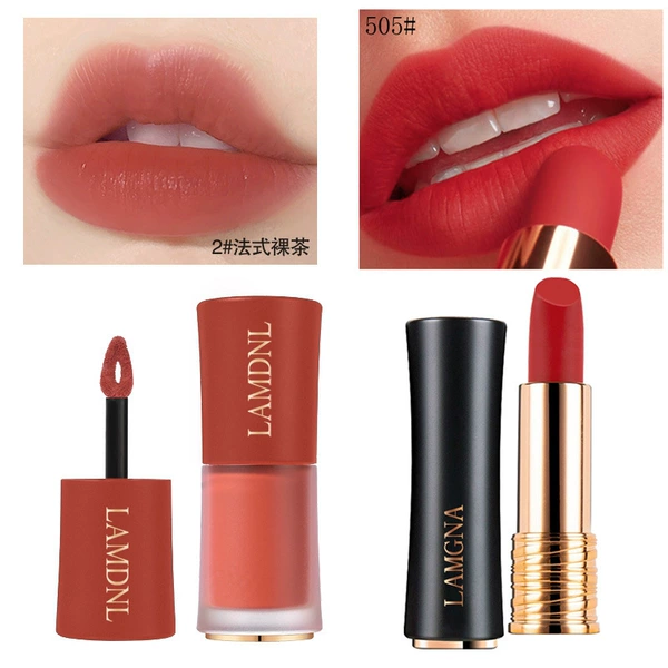 2#French nude tea+lipstick 505#Apple red