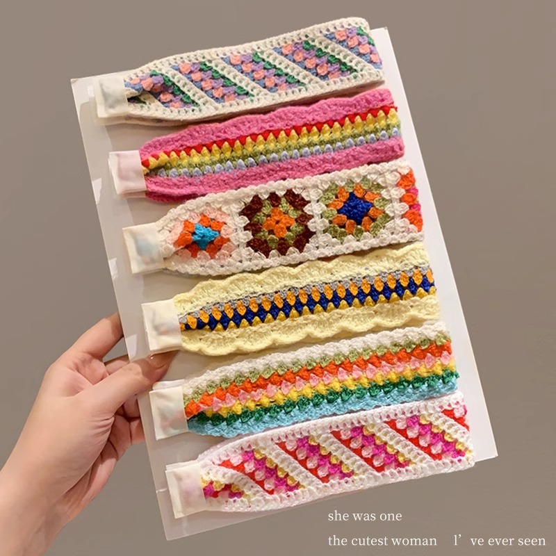 Retro francés velcro de punto para niños 2025 nuevo acabado de cabello de artefacto de la banda de cabello de niña dulce correa de cabello