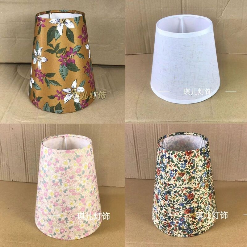 Floral Fabric Lampshade Pastoral Fresh Style Table Lamp Wall Lamp Bedroom Bedside Cozy Lampshade E27 Decorative Light-Blocking DIY Accessories