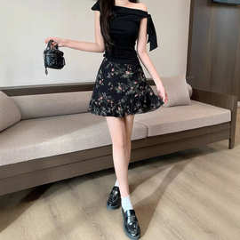 复古时尚印花碎花俏皮甜美百搭荷叶边裙子拼接凉凉夏季鱼尾半身裙