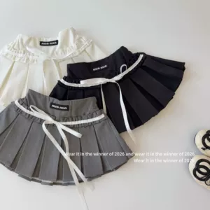 Осенняя юбка в складку с бантиком мини-юбка в корейском стиле стиль JK (школьный стиль)
