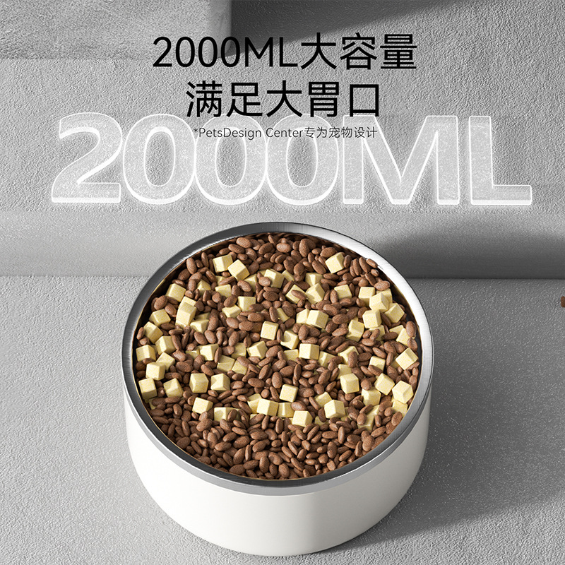 Tazón para mascotas transfronterizo Tazón para perros de acero inoxidable Tazón para perros de doble capa engrosada y anti-volcado Tazón de comida dorada para perros