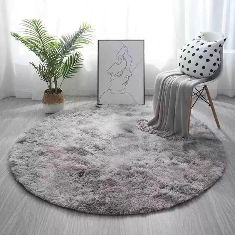 Граница-кросс ковёрNordic круглый однотонный tie-dyed шелковая шерсть покрытие для гостиной спальни коврик для стола компьютерной кресла подвесная корзина напольный коврик