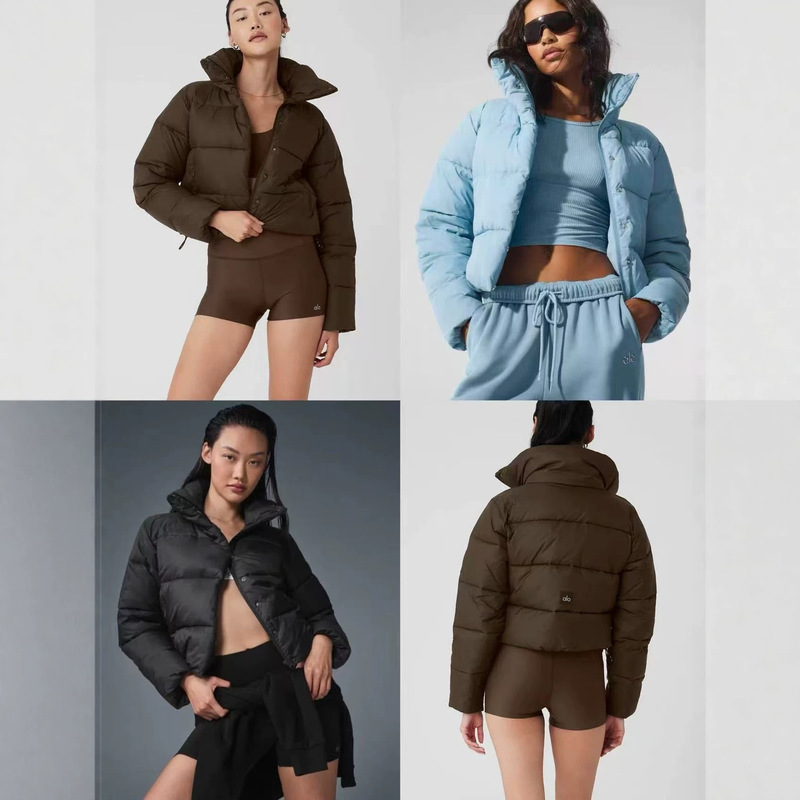 Alo Cross-Border Stand-Collar down Jacket for Women, Winter Lightweight Thickened Short Black Style for Petite Sizes Alo Cross-Border Stand-Collar down Jacket for Women, Winter Lightweight Thickened Short Black Style for Petite Sizes
