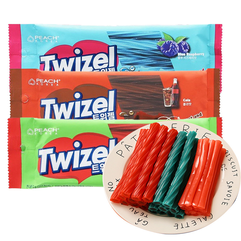 YEM牌长条夹心糖韩国进口零食糖果twizel水果软糖凝胶扭扭糖螺旋