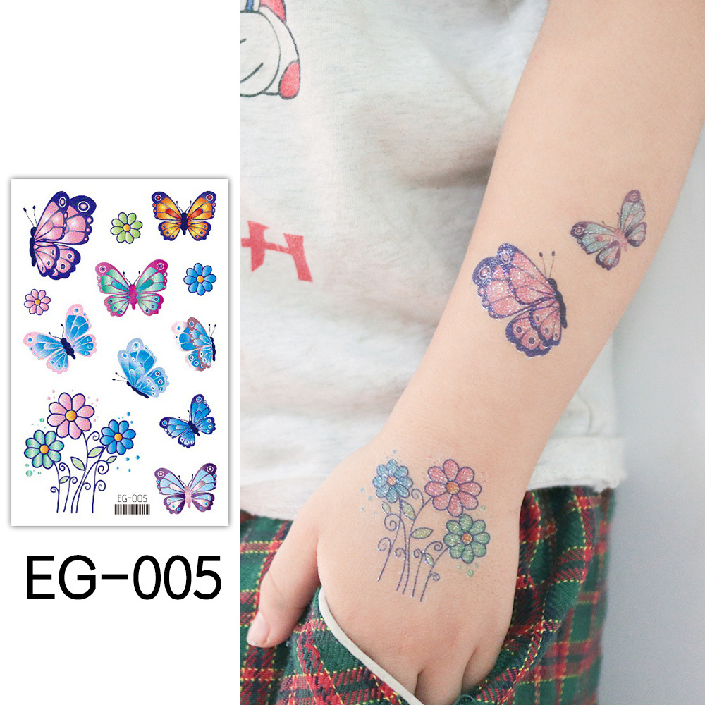 Ruikarong transfronteriza de dibujos animados brillo sirena tatuaje pegatinas mariposa impermeable niños tatuaje pegatinas ventas directas de la fábrica