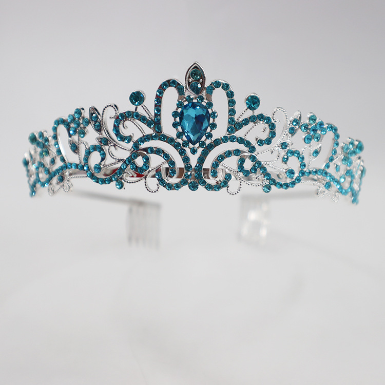 Tocados de Corona Europeos y Americanos, Accesorios para el Cabello de Novia de Aleación a la Moda, Diadema de Corona de Cristal para Fiesta, Lujosa