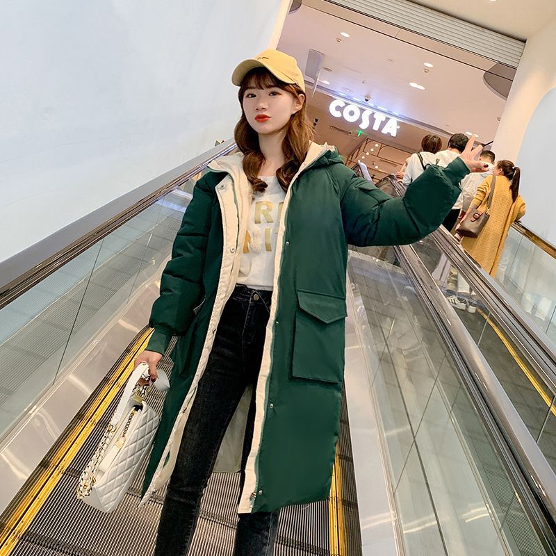 新款过膝羽绒棉服女中长款加大码外套加厚棉衣韩版宽松面包服|undefined
