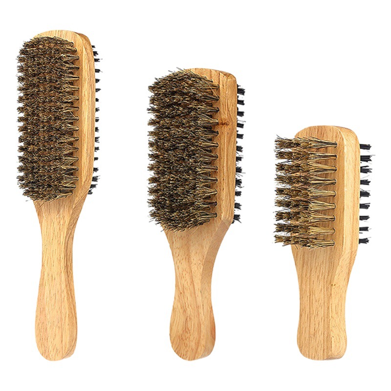 Cross-Border Cepillo de barba de doble cara para hombres Corte de pelo desmenuzado Cepillo de pelo Cerda Cuidado de limpieza de barba Modelado Cepillo de barba al por mayor