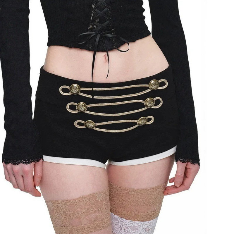 Rope embroidery design, button decoration, American retro palace style, hip-hugging ultra-short sexy hot girl shorts, 2026 new model Rope embroidery design, button decoration, American retro palace style, hip-hugging ultra-short sexy hot girl shorts, 2026 new model