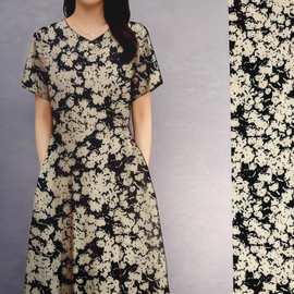 法式碎花人丝人棉富丽绉 春夏垂感连衣裙面料 设计师面料