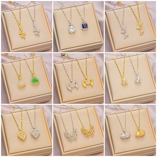 2023 European and American cross-border hot-selling titanium steel necklaces for women with high-end atmospheric fashion and color-fading jewelry wholesale