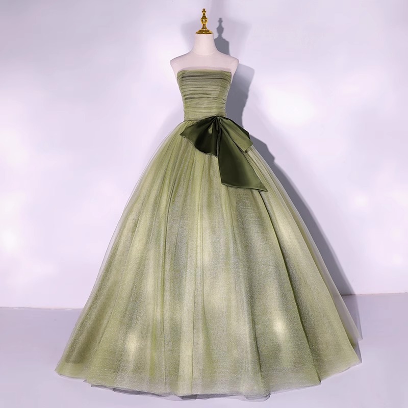 Green Dress Annual Meeting Birthday Piano Show Vocal Music Art Test Tutu Dress Piano Performance Wedding Dress
