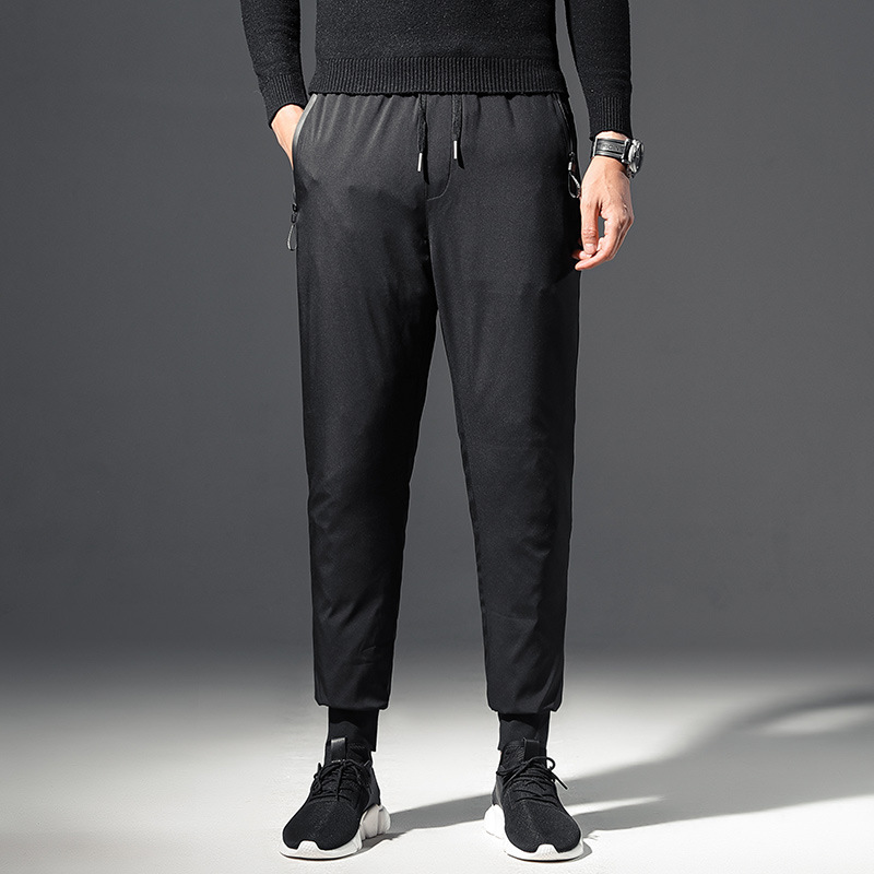 Cross-border winter trendy casual down pants, thickened, warm, windproof, white duck down, jogger pants, outerwear, cold-proof sports pants