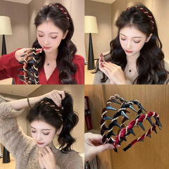 レトロベルベット波ビーズヘッドバンド女性の秋と冬の洗顔ノンスリップヘアバンドファッション西洋スタイル高頭頂ヘッドバンドヘアアクセサリー