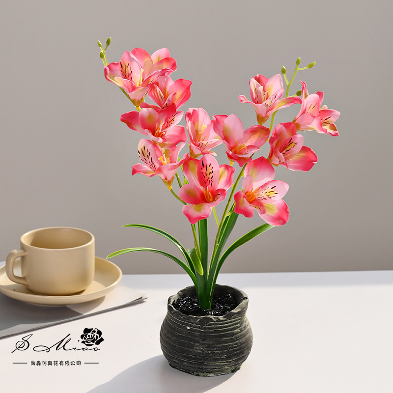 12 cabezas de bonsai de orquídeas pequeñas, flores creativas de simulación, decoración de estudio fotográfico para el hogar, plantas verdes artificiales, plantas en macetas de simulación al por mayor