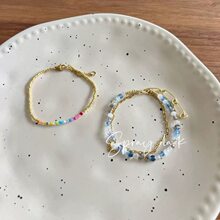 边伯贤直播北欧小众anni同款水晶手链进口米珠串珠夏日叠戴批发