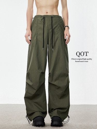 American retro military green paratroopers work pants men's summer fashion brand loose quick-drying wide-leg pants casual assault pants