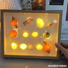 床頭貝殼燈光相框diy小夜燈海螺發光裝飾畫台燈禮物擺件