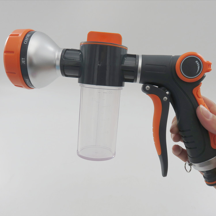 跨境多功能洗车水枪浇花喷头花洒泡沫洗家用洗车8功能拇指推水枪