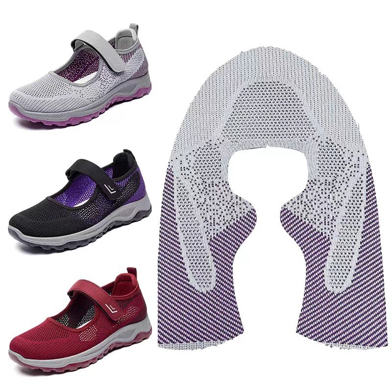 Suministro directo de fábrica 3D volando zapatos de mamá tejidos superior zapato de punto superior Velcro superior productos semiacabados apoyo diseño de muestra