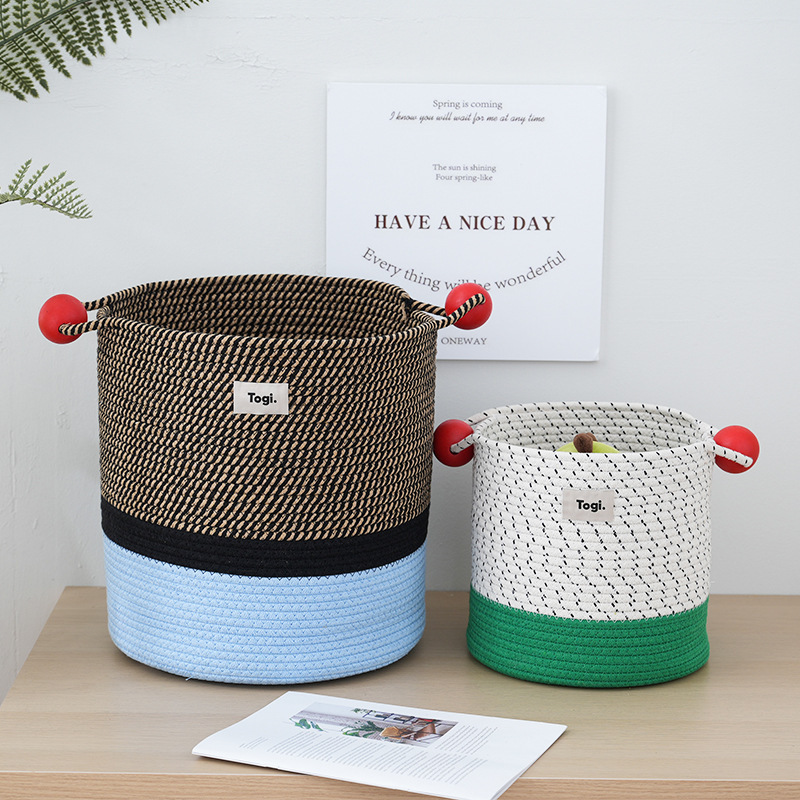 Nuevo algodón trenzado cesto de almacenamiento casero barril de almacenamiento de ropa sucia cesto de almacenamiento cesto de almacenamiento plegable