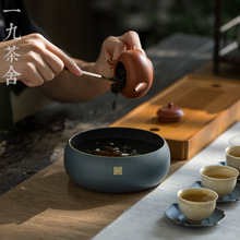 纯铜上彩水盂茶洗大号特大家用日式茶水缸小号建水水洗