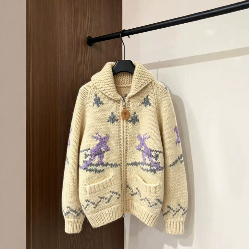 Korean-style Fair Isle knit cardigan, new autumn/winter collection, creating a cozy and stylish look, perfect for skiing or as a cozy sweater coat. Available in stock Korean-style Fair Isle knit cardigan, new autumn/winter collection, creating a cozy and stylish look, perfect for skiing or as a cozy sweater coat. Available in stock