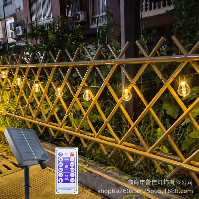 Nuevas luces de cadena solares Edison para exteriores, decoración navideña para patio, camping, luces LED de cadena