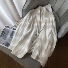 休闲西装亚麻西装外套女2025秋款新款韩版宽松休闲棉麻上衣薄