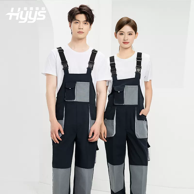 跨境工作服背带裤定制印字裤子男多兜耐磨加固连体服机修工作裤厂