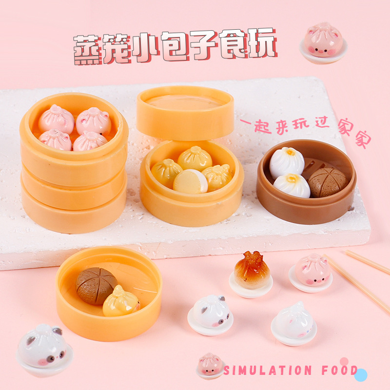 Simulation Steamer steamed buns steamed buns suit miniature food play Dollhuose doll house small kitchen play house toys