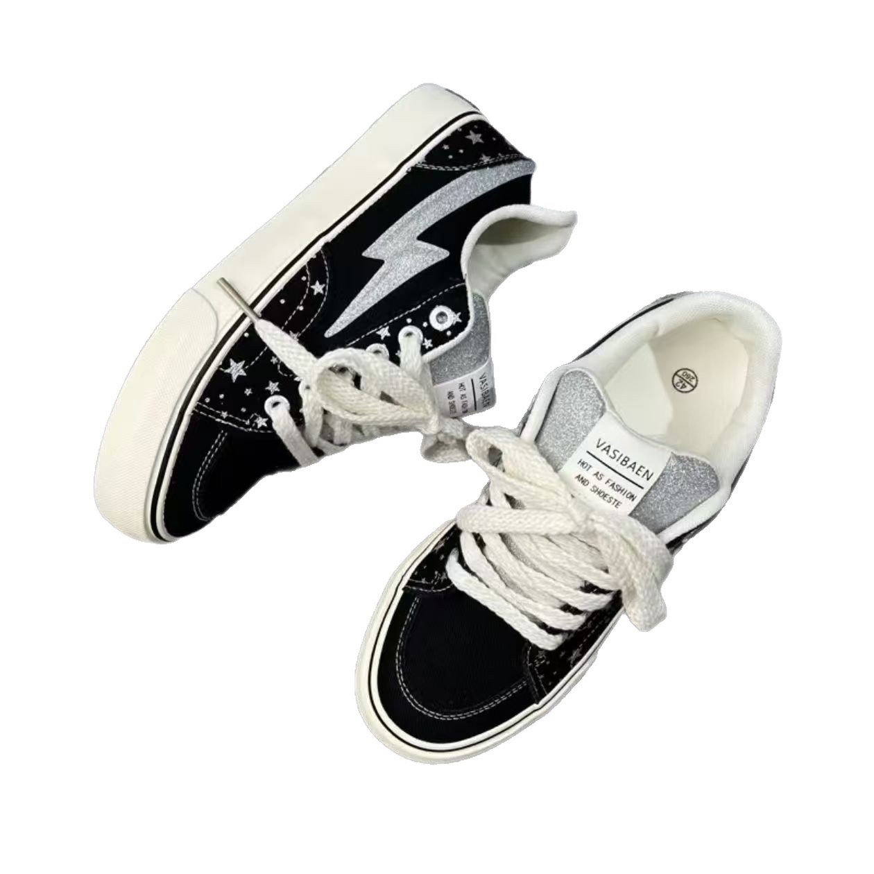 Verano lienzo de moda relámpago zapatos de skate estrellas nuevas tendencias de zapatos de skate jóvenes estudiantes zapatos de moda para hombres y mujeres image 6