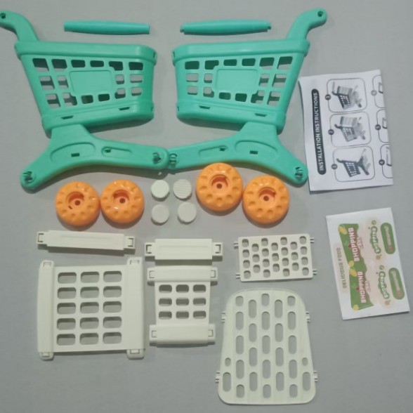 Juguetes caseros pequeños baby carrito de compras conjunto completo de accesorios al por mayor