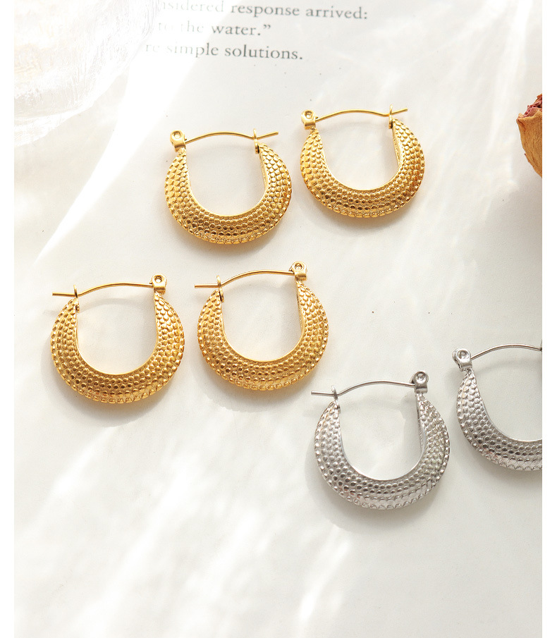 Retro U Shape Titanium Steel Earrings Metal Stainless Steel Earrings