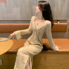 Y9Z法式针织连衣裙秋季2024新款女装高级感穿搭小个子显瘦气质毛