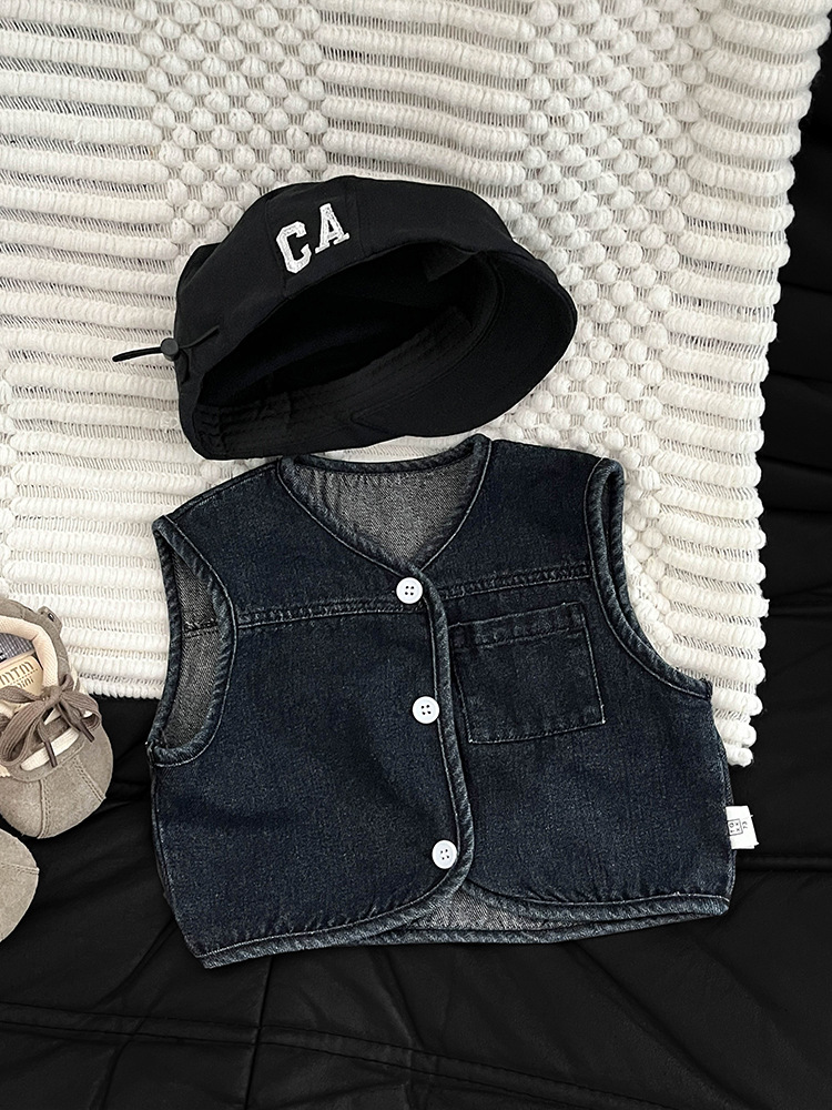 Ropa de bebé de otoño chaleco de estilo extranjero chaleco de moda cool con chaqueta de hombro de vaquero para niños ropa de otoño para bebé abrazadera de caballo
