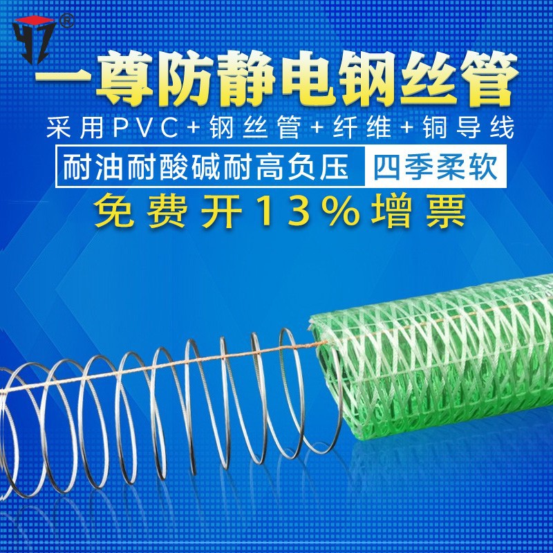 PVC防静电复合透明钢丝网纹管抽油罐车卸油软管耐寒耐油耐负压管